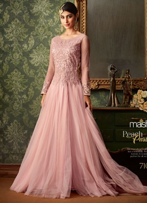 Buy Online Pink Net Wedding Wear Embroidered Gown Style Anarkali Suit Queen Of Hearts 7104 Set By Maisha SC 015110 For Eid Wholesale Salwar Kameez Maisha Queen Of Hearts